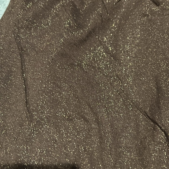 Brown with Gold Metallic Shimmer Cowl Neck Top-XL - Picture 3 of 10